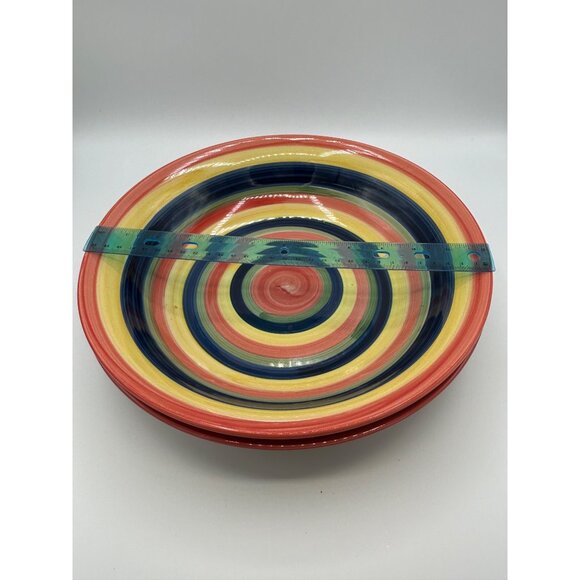 Swirl Serving Bowl Pasta Striped 12" Hand Painted Multi-color Granny Core - Picture 2 of 7